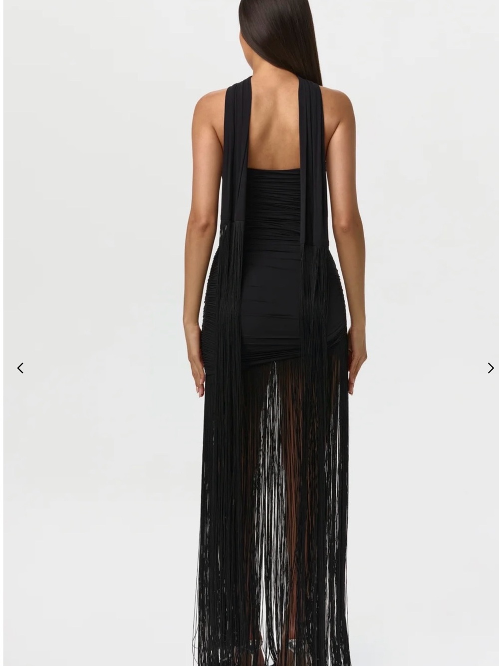 naked wardrobe Black Fringe Backless Mini Dress